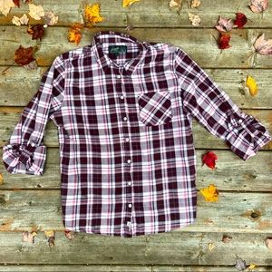 Roots plaid button up shirt